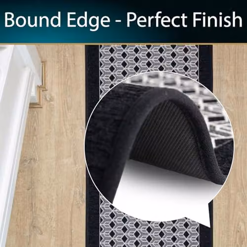 JVL Allure Machine Washable Non-Slip Entrance Runner Doormat, Black/Grey, W: 50 cm, L: 150 cm – 7