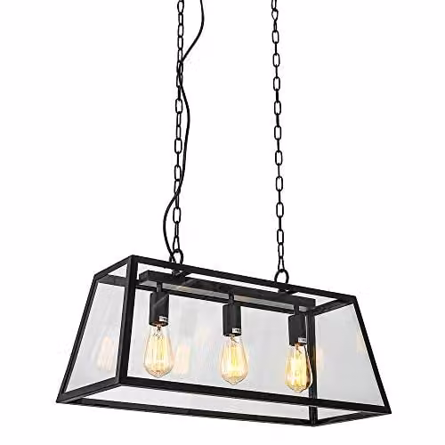 Netlighting Industrial and Retro Hanging Pendant in Black Matt with 3 Lights and E27 Sockets