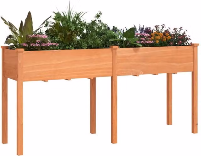 Berkfield Home Brown Solid Wood Fir Planter with Liner W/D/H: 161 x 45 x 76 cm