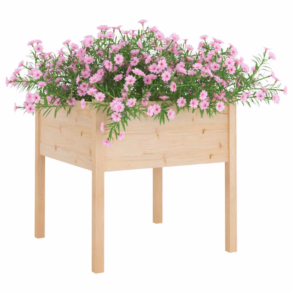 Berkfield Home Garden Planter Tub Set of 2 in Brown and Beige Wood, W/D/H: 70 x 70 x 70 cm – 2
