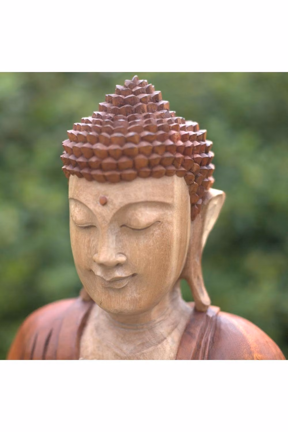 KDMD Hand Carved Buddha Statue in Brown Natural Suar Wood, Height: 60 cm – 2