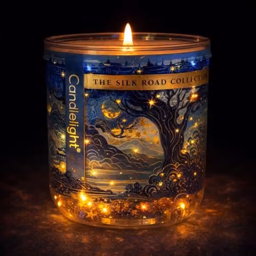 Candlelight The Silk Road Collection Tianshui Light Up Glitter Votive Candle in Blue and Gold – 2