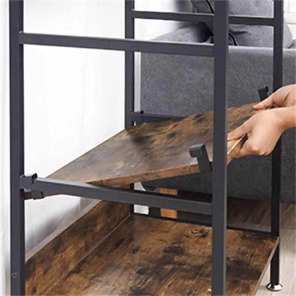 Kelvenix Rustic Wooden Clothes Garment Rail in Brown – 5