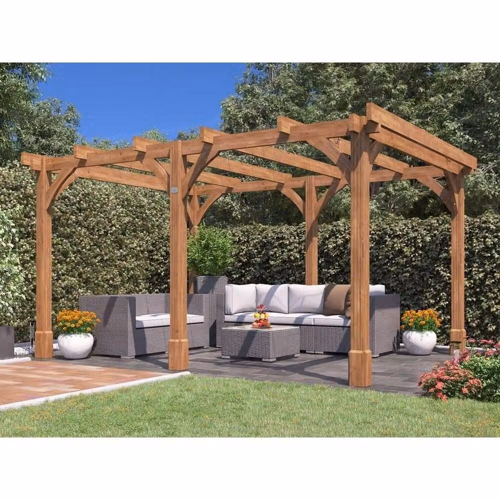 Dunster House Leviathan Wooden Garden Pergola Kit in Brown, W/D/H: 407 x 303 x 233 cm – 8