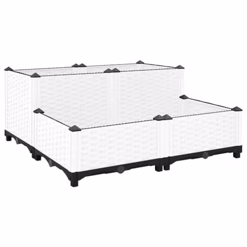 vidaXL White Plastic Raised Bed W/D/H: 80 x 80 x 38 cm