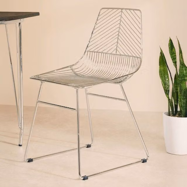 Orsina Silver Chrome Metal Wire Chair – 1