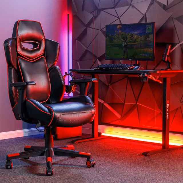 X Rocker Drogon Gaming Chair for Children in Black and Red Synthetic Leather