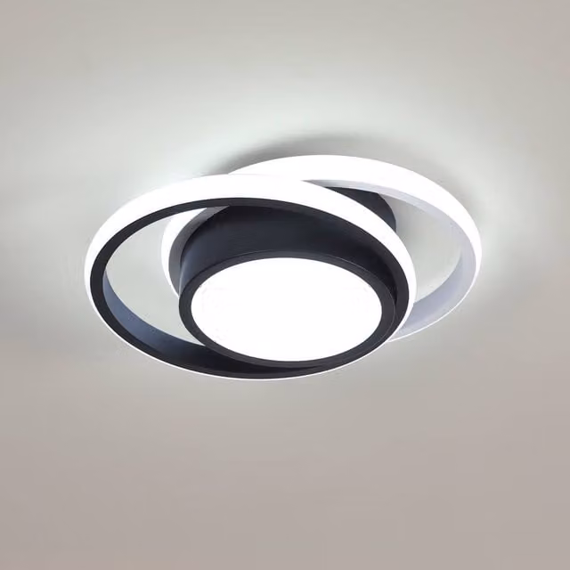 Goeco Modern Round LED Ceiling Light, 32W, 6500K Cool White, Black