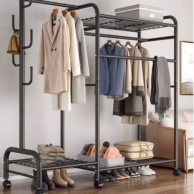 KORVIXA Black Heavy Duty Metal Clothes Rail, Width: 90 cm – 1