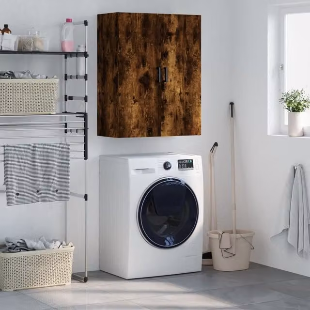 Berkfield Home Wall Mounted Smoked Oak Cabinet in Brown, W/D/H: 69.5 x 34 x 90 cm – 1