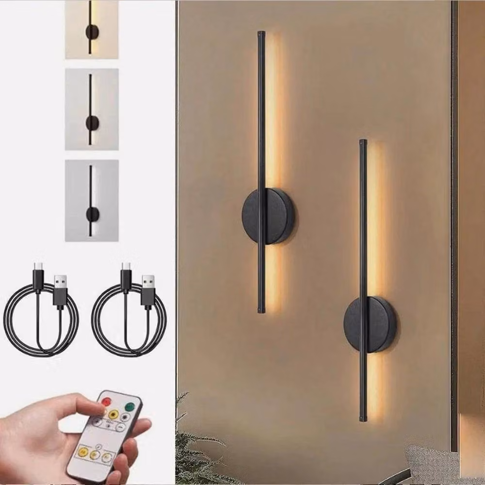EONLION 2 Pack Magnetic Rechargeable Dimmable LED Wall Lights in Black – 2
