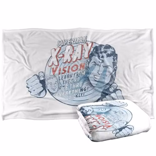 Warner Bros. Superman Vintage X-Ray Vision Super Soft Silky Touch Fleece Throw Blanket, Multicolour, W: 91.44 cm x L: 147 cm