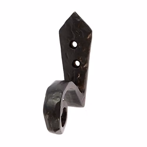 Hammer and Tongs Matt Black Powder-Coated Iron Hammered Scroll Hook, Pack of 10, W: 3.0 cm, H: 9.5 cm – 4