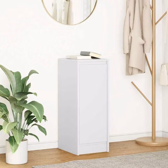 Berkfield Home White Minimalist Sideboard in MDF, W/D/H: 29.5 x 34 x 76 cm