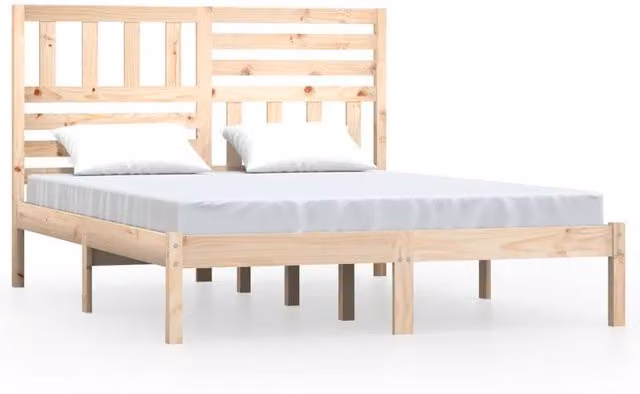 Berkfield Home Solid Wood Pine Bed Frame in Light Brown, W: 140 cm, D: 200 cm