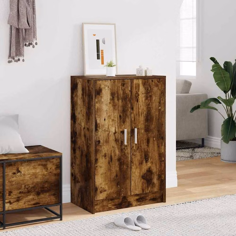 Berkfield Home Smoked Oak Shoe Cabinet in Brown, W/D/H: 60 x 35 x 92 cm – 2