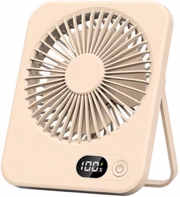 Leaper Rechargeable USB Desktop Table Fan in White and Beige