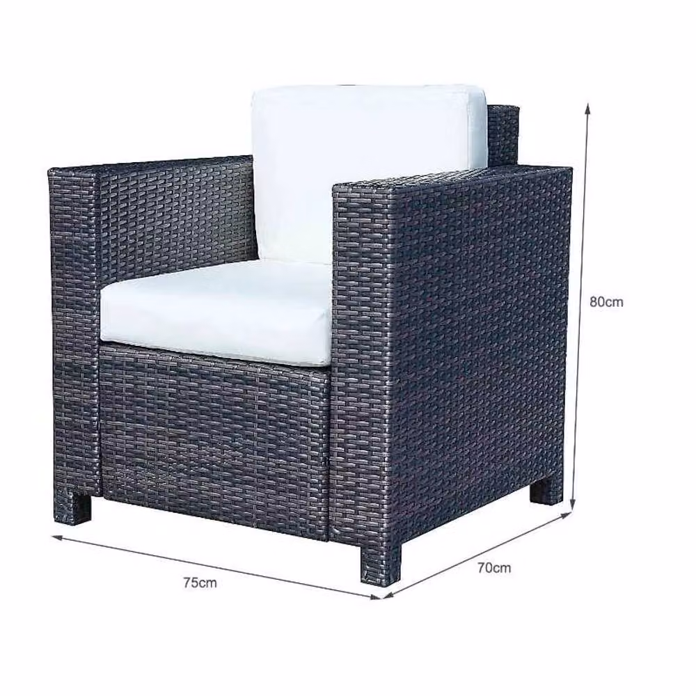 STILVORA Black Rattan Armchair with Polyester Cushions – 3