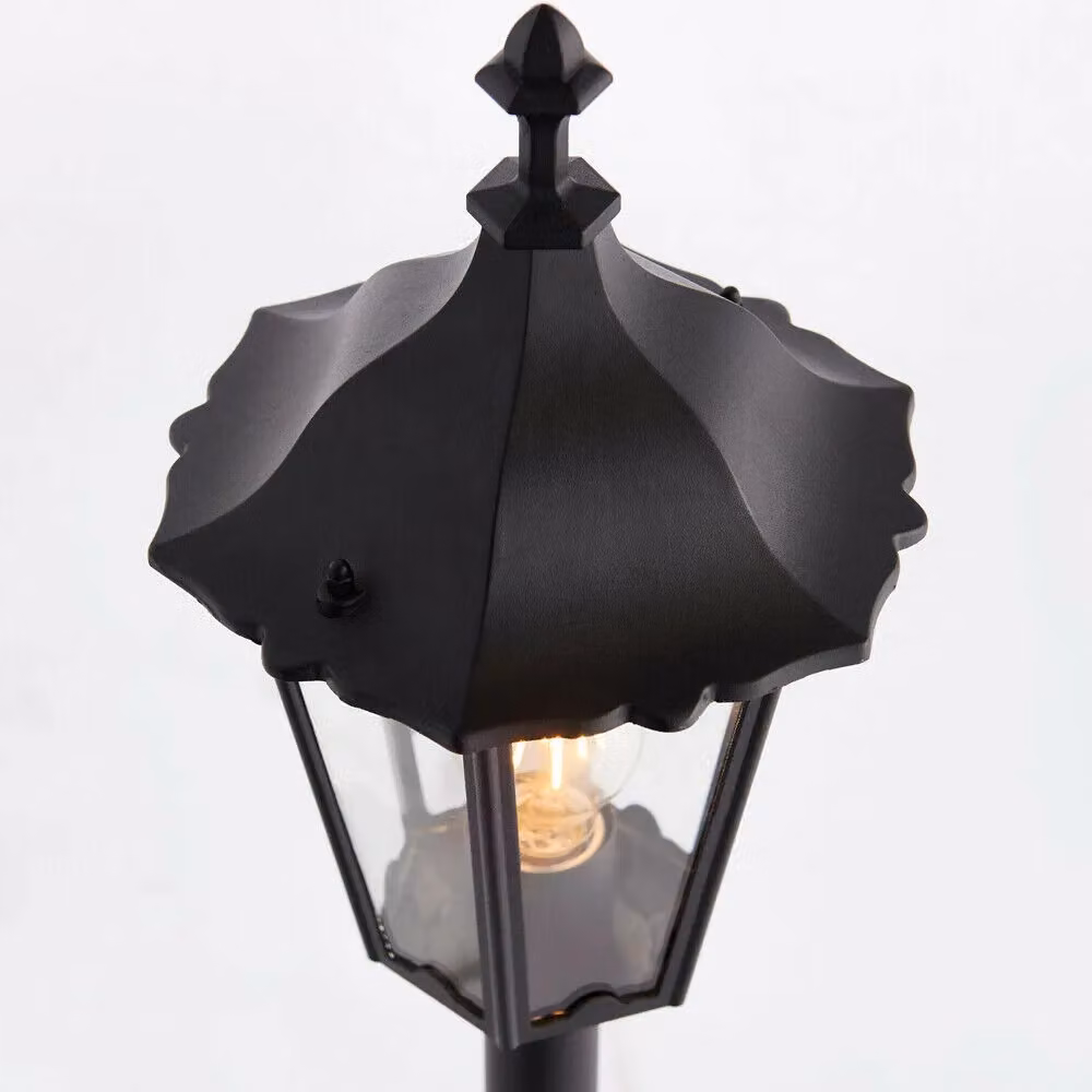 Loops LED Outdoor Bollard Lantern in Matt Black and Transparent Glass, Height: 105 cm – 3