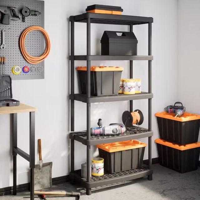 Berkfield Home 5-Tier Freestanding Storage Shelf in Black, W: 93.5 cm, D: 45.5 cm, H: 194.5 cm – 1