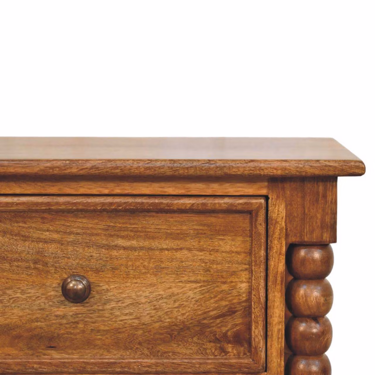 Aosom UK Solid Mango Wood Bedside Table with 2 Drawers in Brown – 3