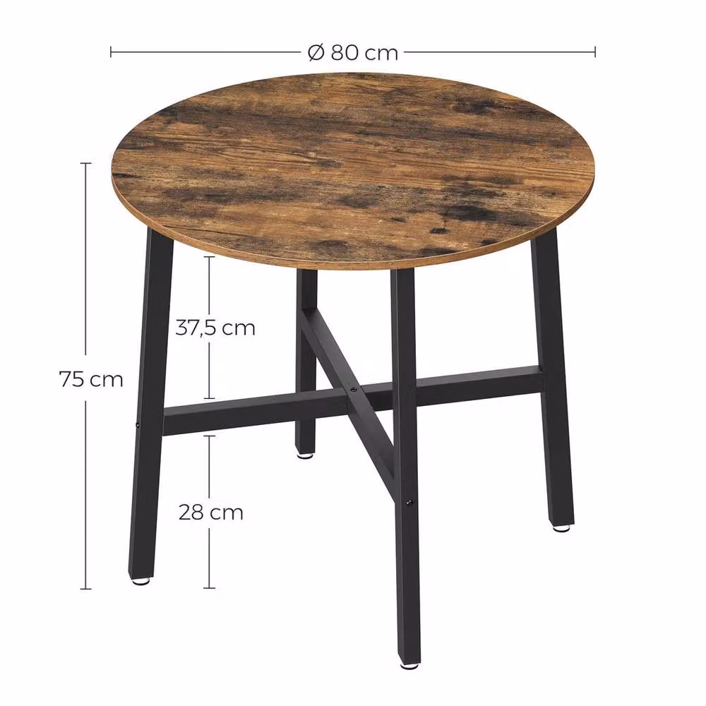 VASAGLE Round Industrial Dining Table in Brown and Black – 2