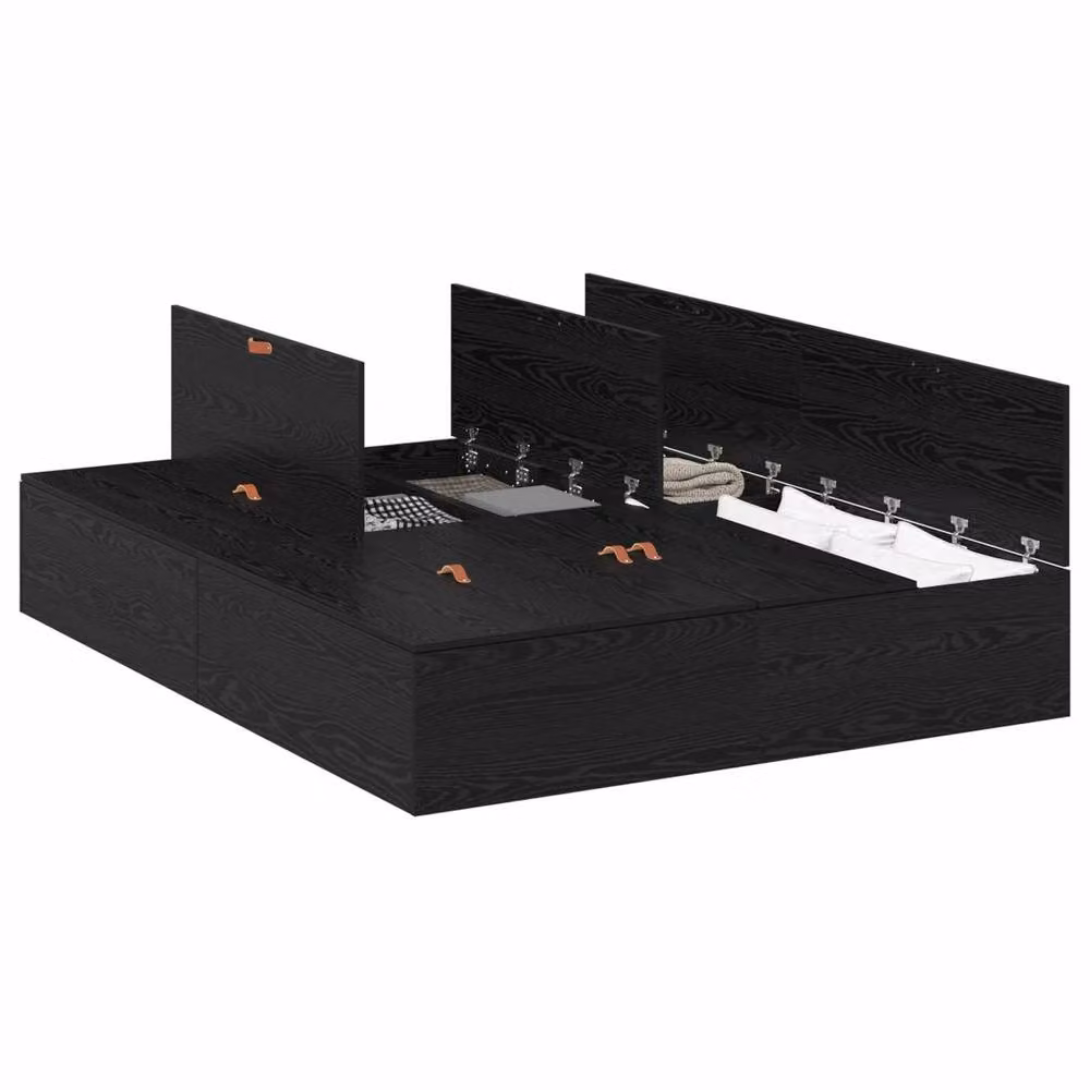 Berkfield Home Modern Black Storage Bed Frame with Lift Up Base, W/D/H: 160 x 200 cm – 2