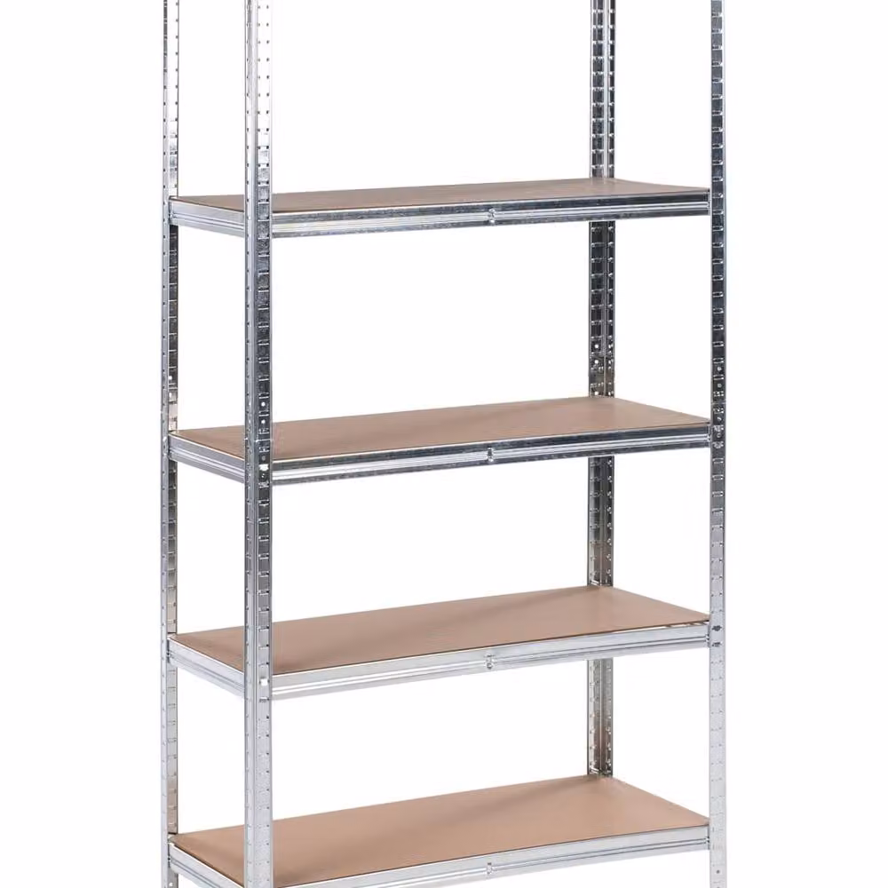 Wyld and Coco 5-Shelf Industrial Metal and MDF Storage Unit in Silver – 2
