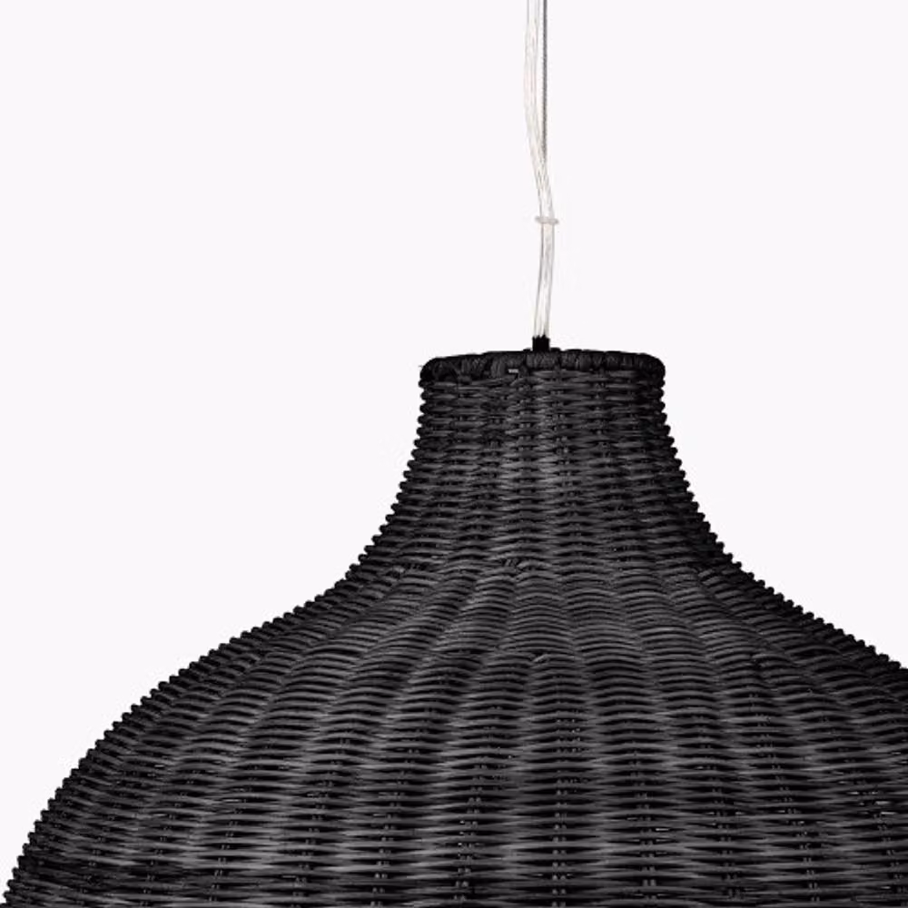 Ruma Black Rattan Dome Pendant Ceiling Light – 2