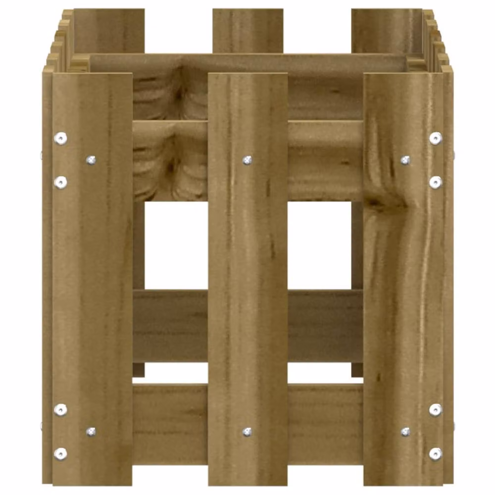 Berkfield Home Beautiful Garden Planter with Fence Design in Brown, W: 60 cm, D: 30 cm, H: 30 cm – 4