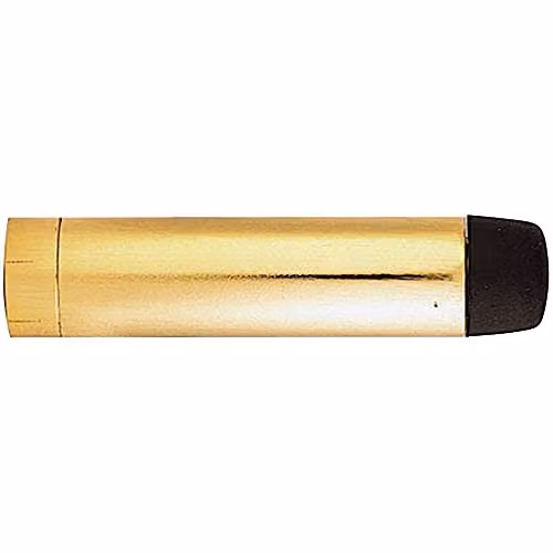 Loops Wall Mounted Rubber Tipped Cylinder Doorstop in Polished Brass, H 71 mm x W 16 mm