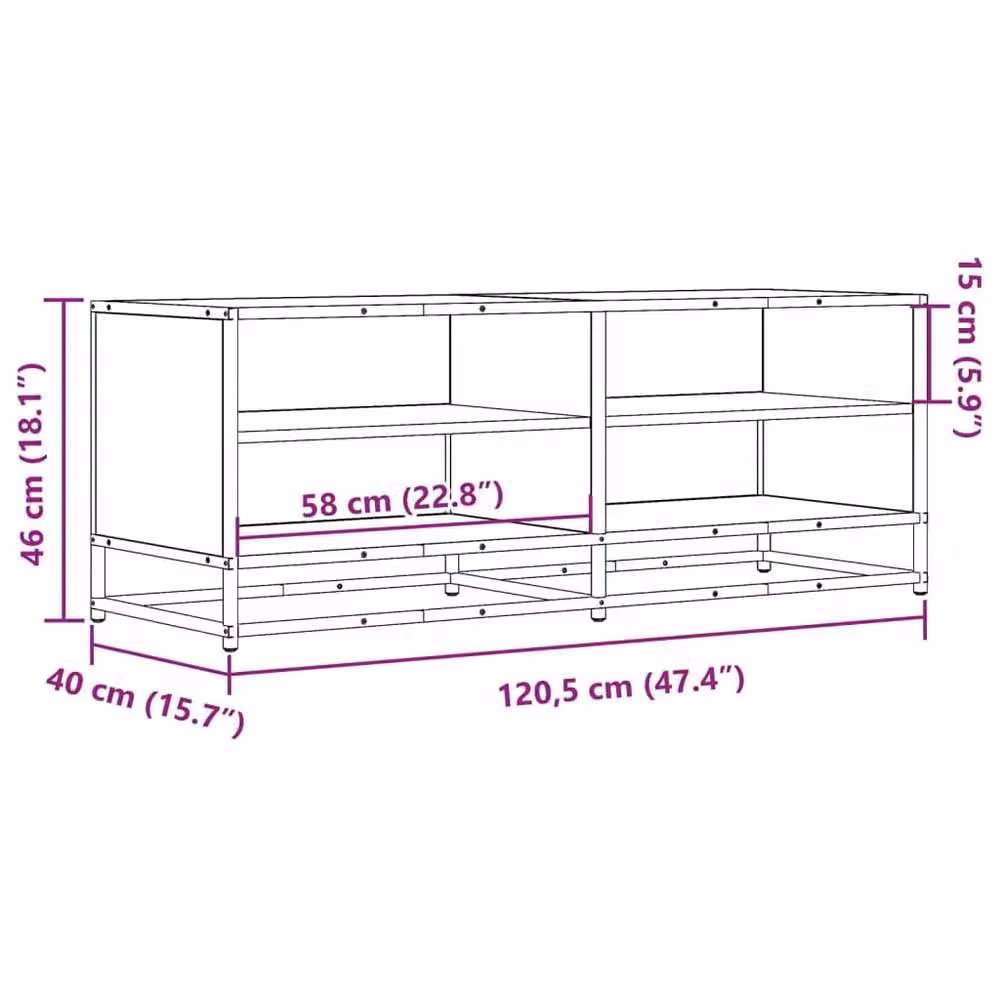 Berkfield Home Industrial TV Cabinet in Brown Oak, W/D/H: 120.5 x 40 x 46 cm – 5
