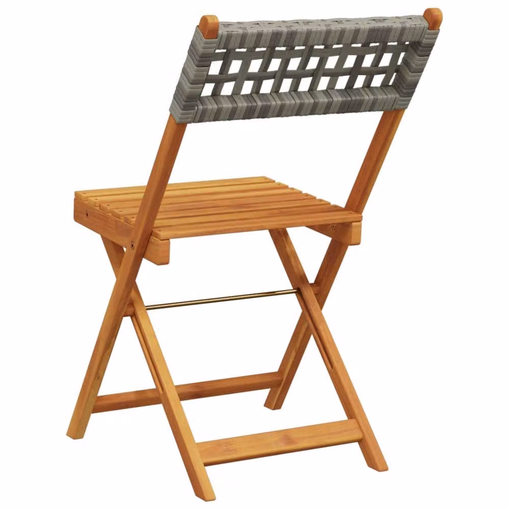 Berkfield Home Set of 6 Grey Poly Rattan and Acacia Wood Folding Garden Chairs – 3