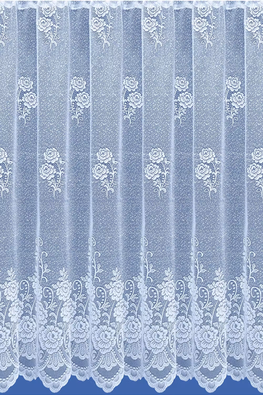 Tyrone Textiles Classic Floral Sheer Net Curtain Panel in White, Width: 200 cm, Drop: 122 cm