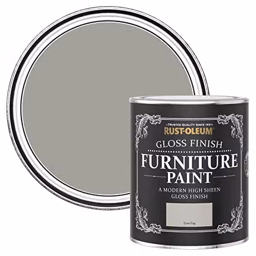 Rust-Oleum Grey Gloss Water-Based Furniture and Skirting Board Paint, 750ml