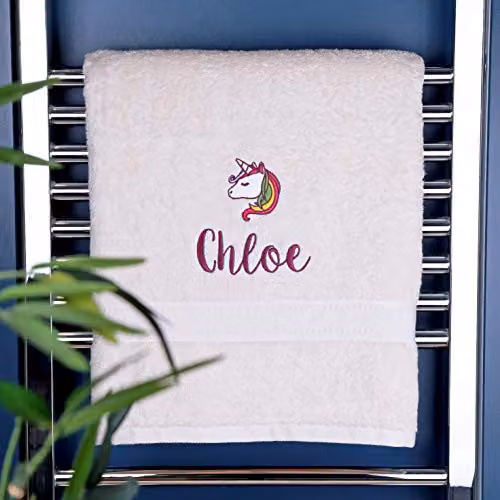 Duncan Stewart Personalised Children's Cotton Unicorn Bath Towel in Silver, W: 70 cm, H: 130 cm – 2