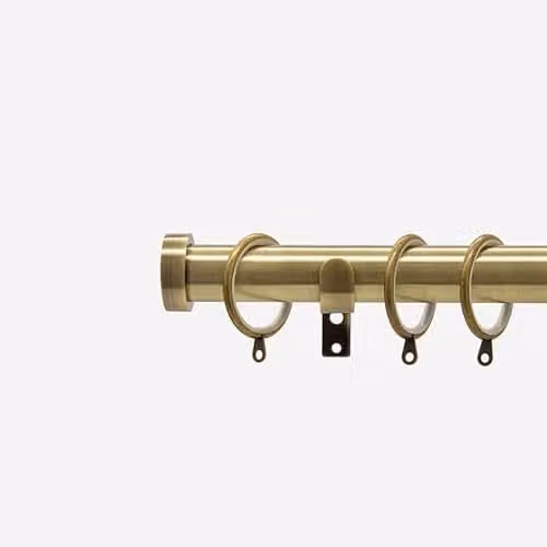 New Edge Blinds Metal Straight Curtain Pole in Gold and Bronze Brass with Screw Fixings, Diameter: 30 mm
