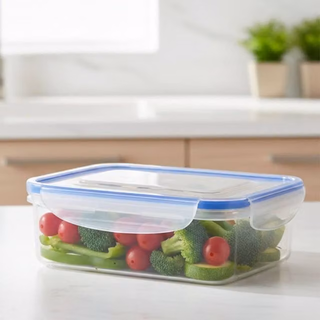 Bedsland Blue Transparent Airtight Clip and Close Leakproof Plastic Food Container, 900ml