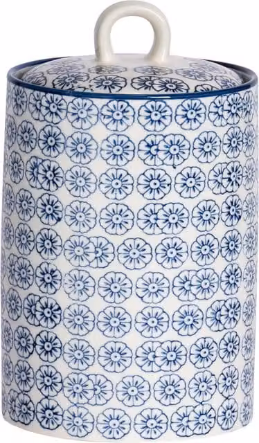 Nicola Spring Floral Ceramic Kitchen Canister, 1 l, Blue