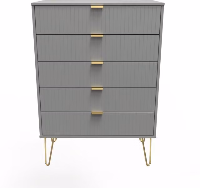 2 U Bexley 5 Drawer Chest in Matt Grey and Gold – 1
