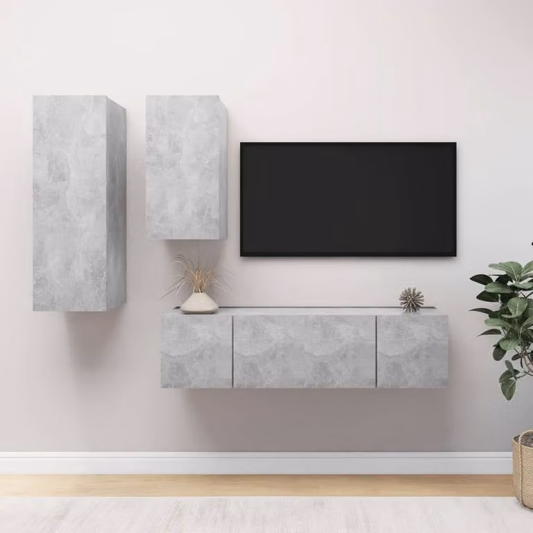 Berkfield Home Modern 4 Piece TV Cabinet Set in Concrete Grey Engineered Wood