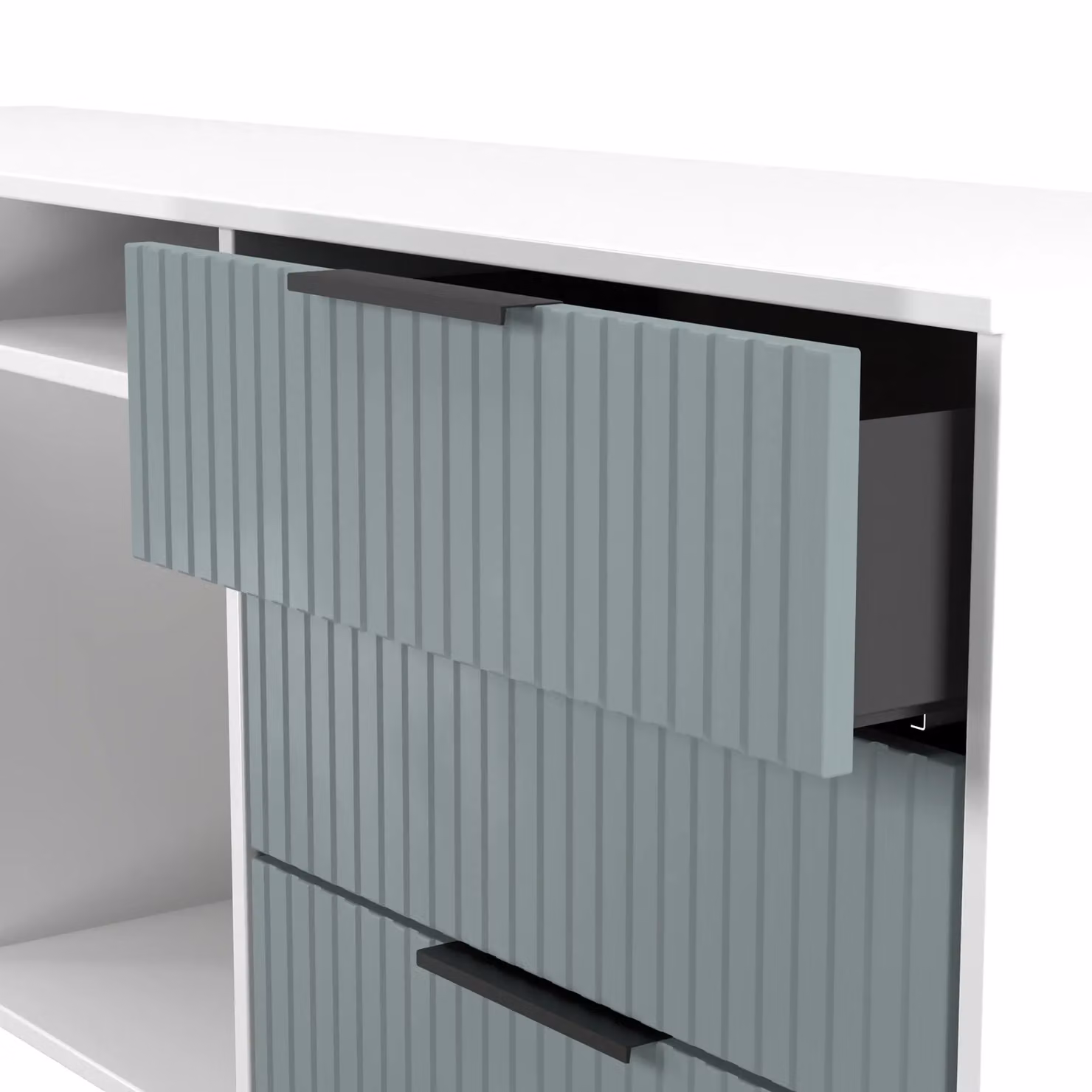 Ready Assembled 2 U Menai 6 Drawer Sideboard in Duck Egg Blue and Black – 3