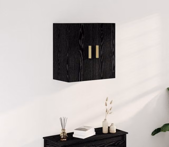 Berkfield Home Black and Gold Modern Wall Mounted Cabinet with Hinged Doors, W/D/H: 60 x 30 x 60 cm – 1