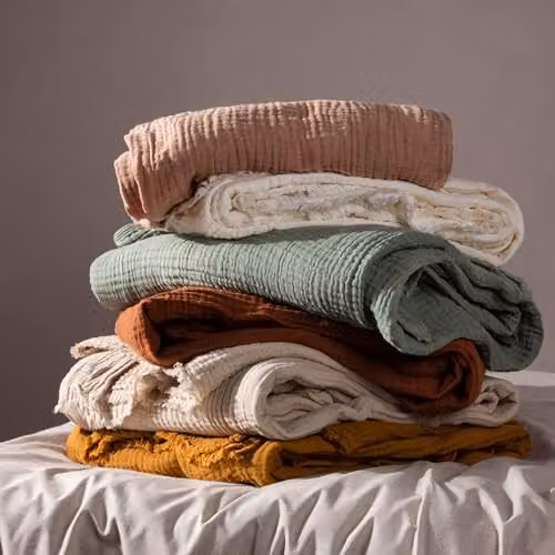 Riva Home Pink Cotton Muslin Woven Throw with Fringes W/D/H: 130 x 180 cm – 3