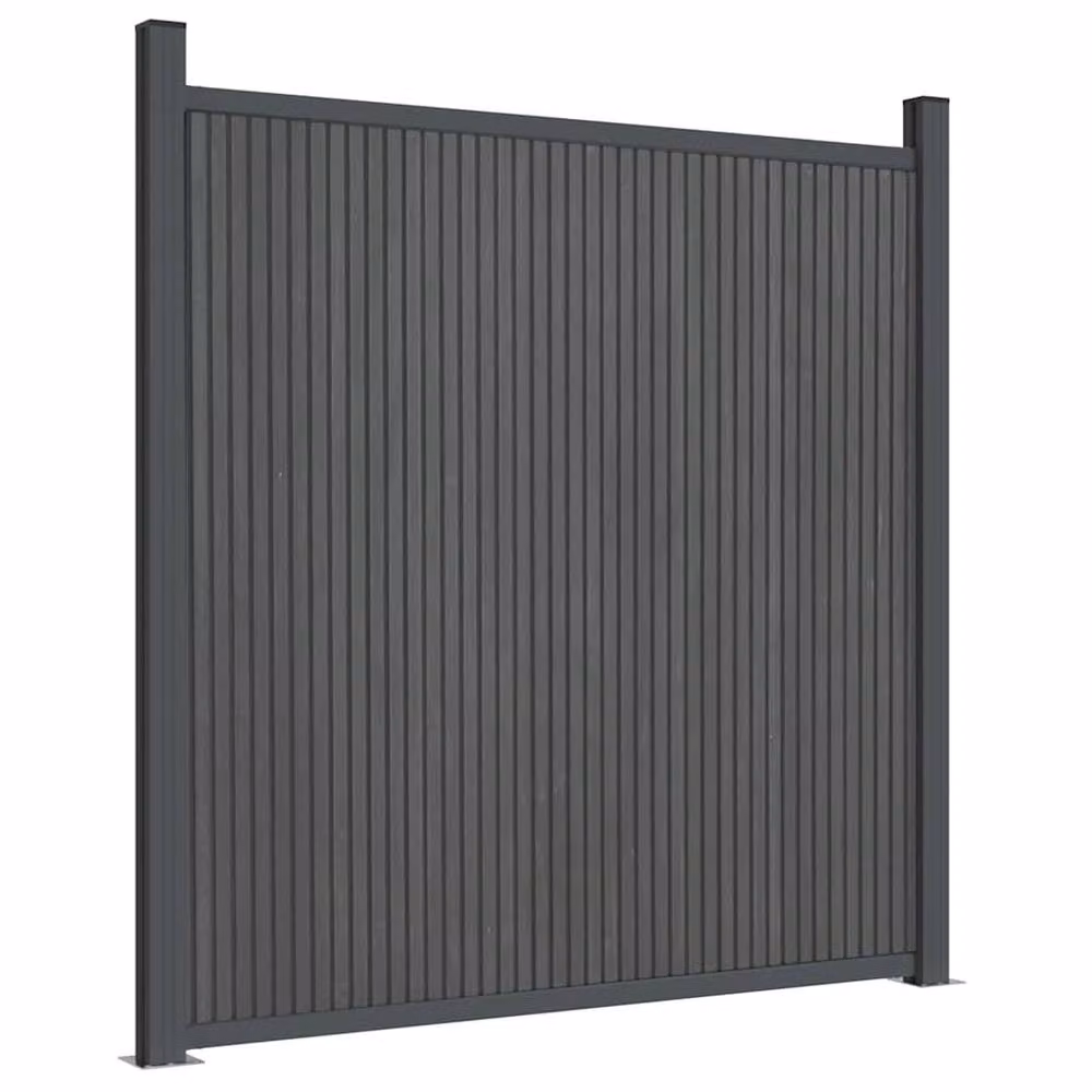 Berkfield Home Durable WPC and Aluminium Fence Panel, Grey, W: 180 cm, H: 186 cm – 2