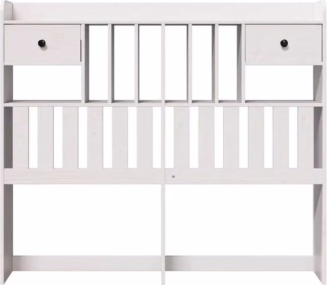 Berkfield Home White Solid Wood Pine Headboard with Storage, W: 135 cm, H: 141 cm, D: 23 cm – 1