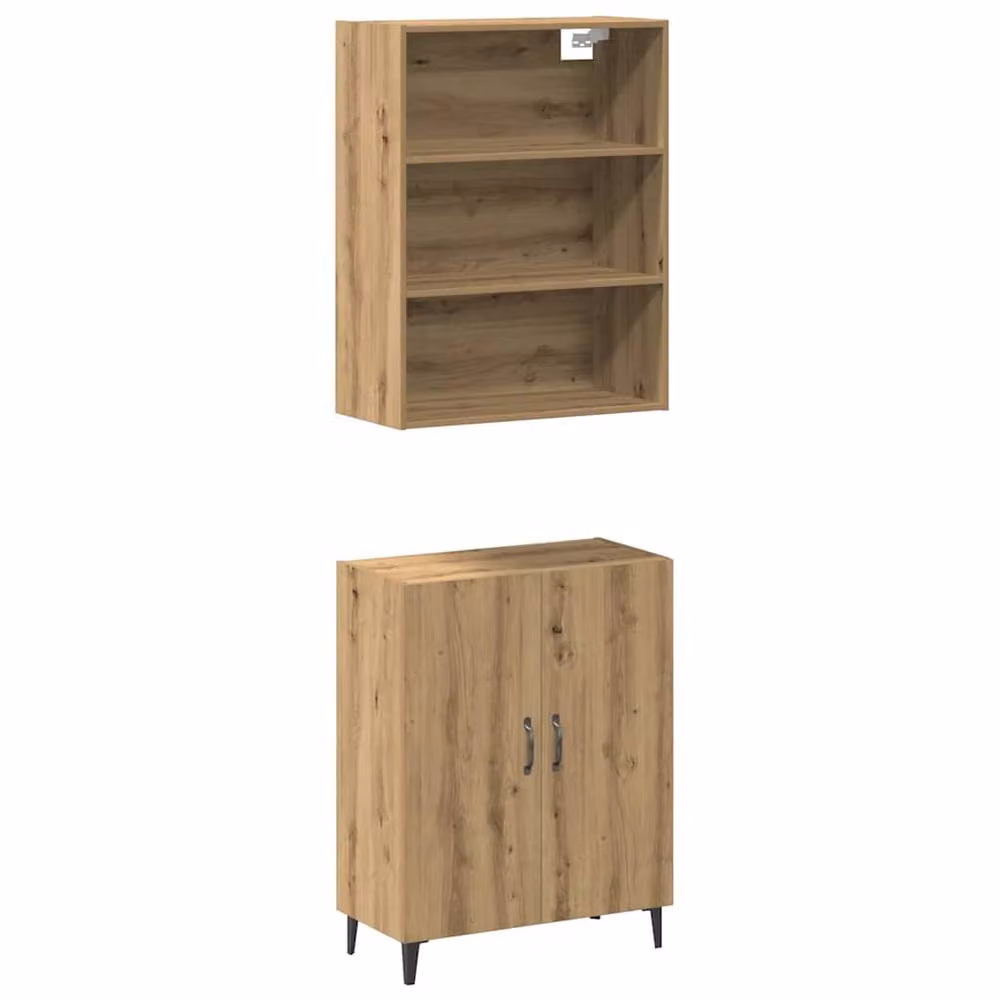 Berkfield Home Artisan Oak Sideboard and Wall Cabinet in Brown – 2
