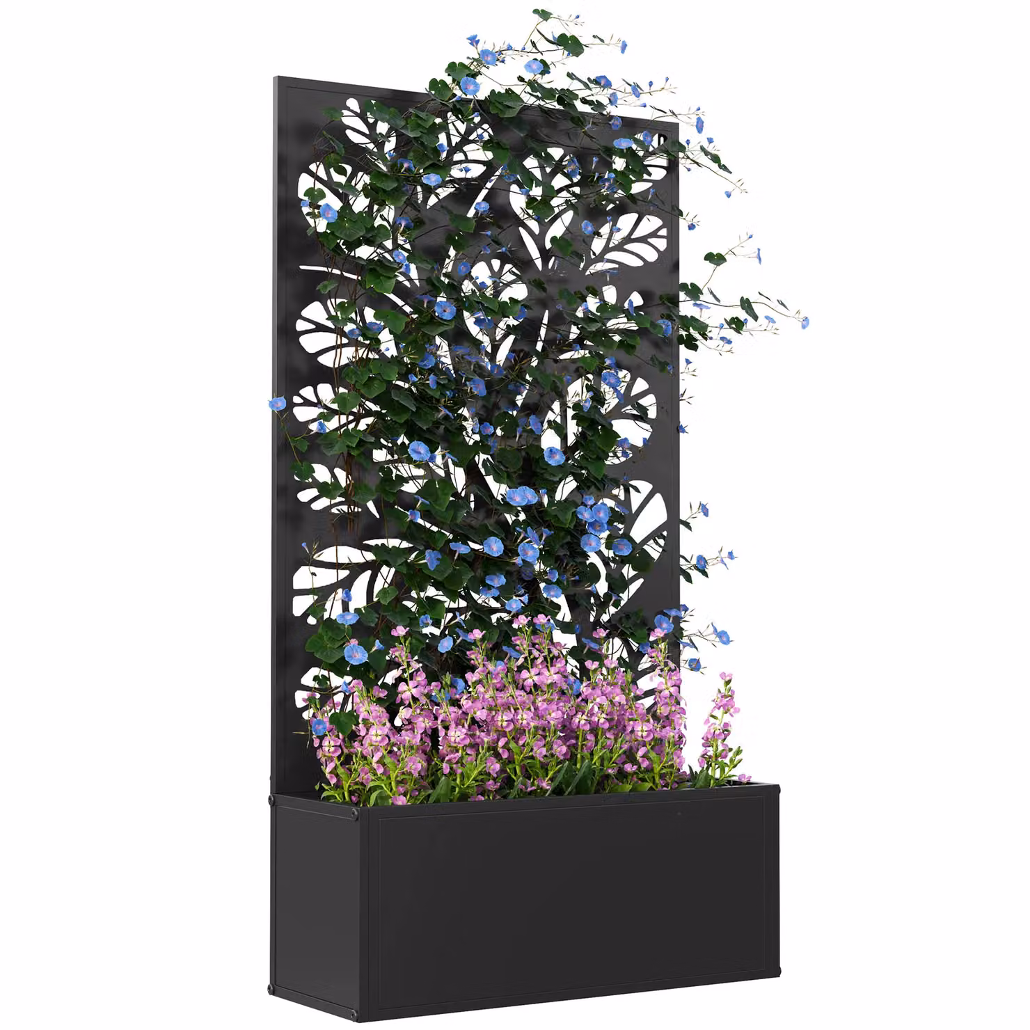 OUTSUNNY Metal Raised Garden Bed with Trellis in Black – 2