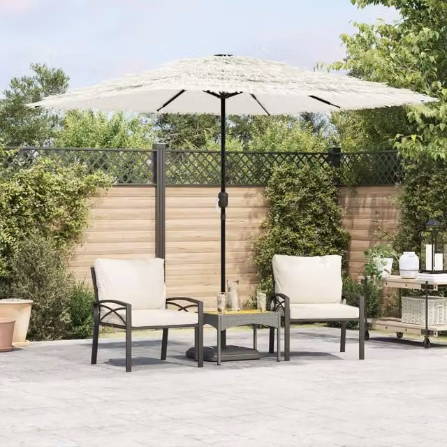 Berkfield Home Garden Parasol in White with Steel Pole, W/D/H: 248 x 248 x 248 cm – 1