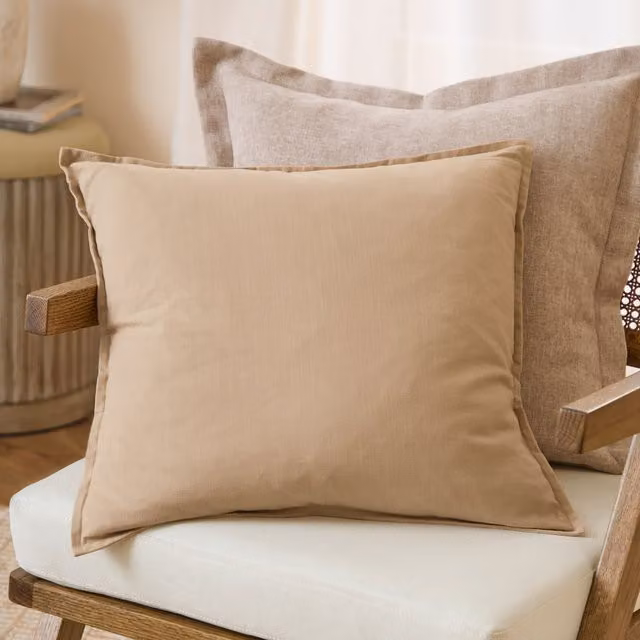 Make It A Home Slub Cotton Square Cushion in Beige and Yellow